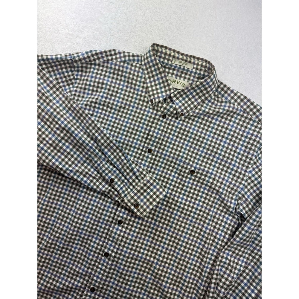 Orvis Dress Shirt‎ Men XL Long Sleeve Plaid Button Down Long Sleeve Heavy